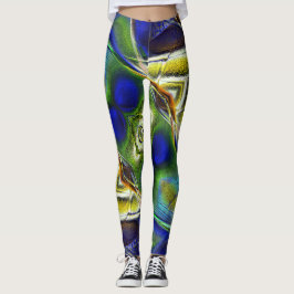 Kurze Striche über Sepia bis grüne und blaue Rinde Leggings