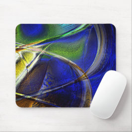 Kurze Striche über Sepia bis grüne und blaue Rinde Mousepad