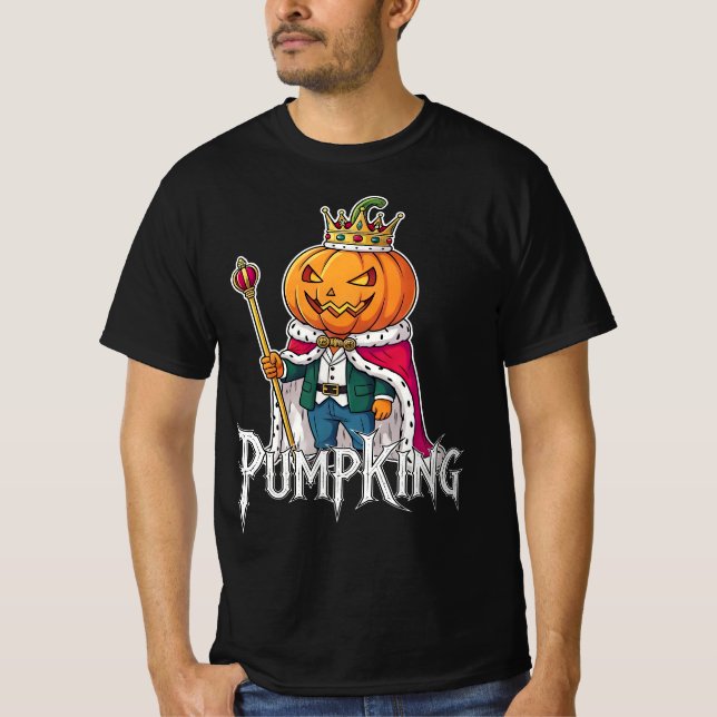 Kürzen Halloween Cooler Kürbiskürbis-King-Design T-Shirt (Vorderseite)