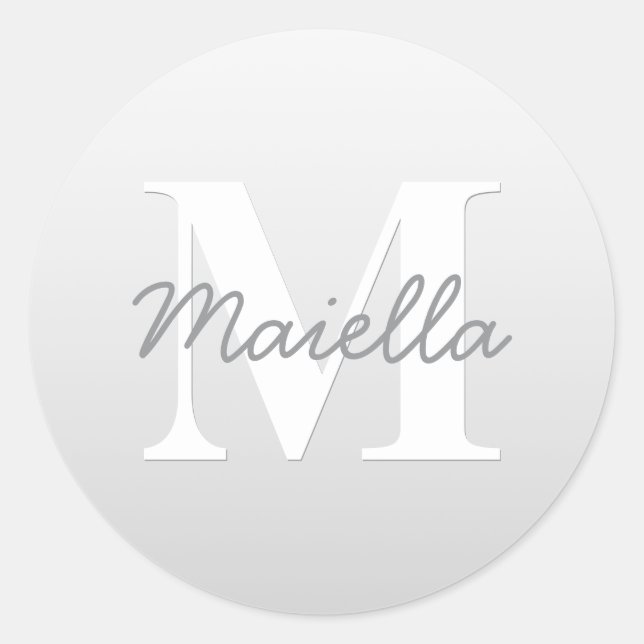 Kurzer Name oder anderer Text mit Monogramm | Grad Runder Aufkleber (Vorderseite)