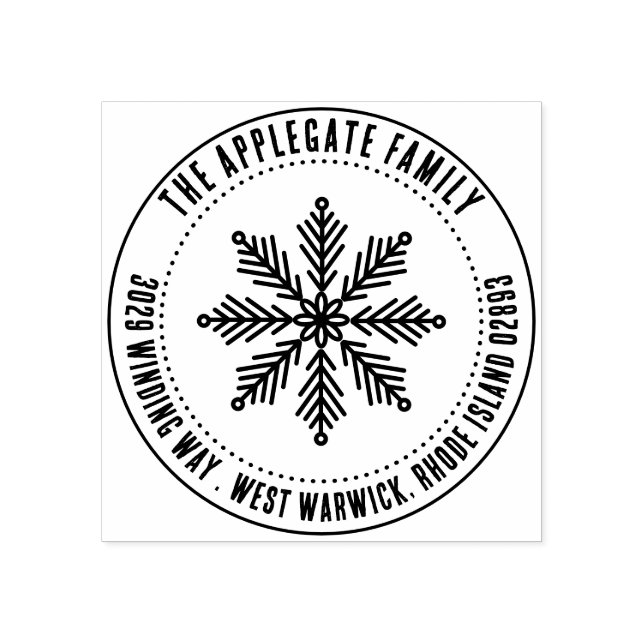 Kurzer Text Snowflake Wintername und Adresse Gummistempel (Prägung)
