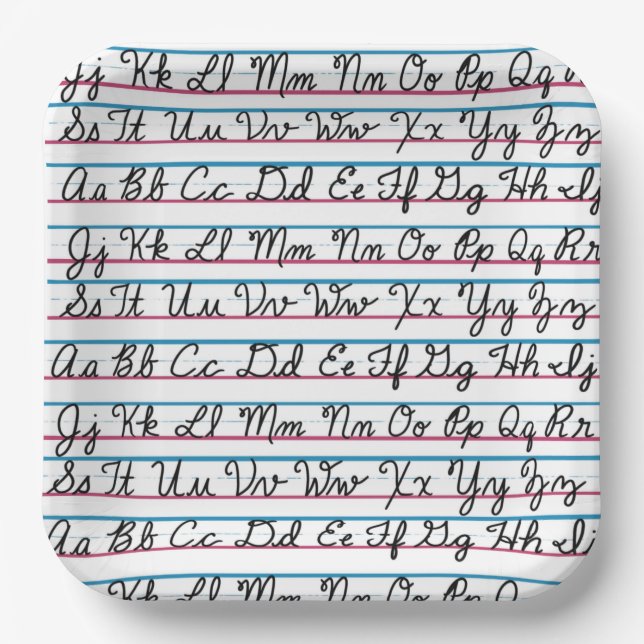 Kurzes Skripthandschreiben zurück in die Schule le Pappteller (Vorderseite)