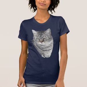 Kurzfristige Tabby Cat Head Study T-Shirt