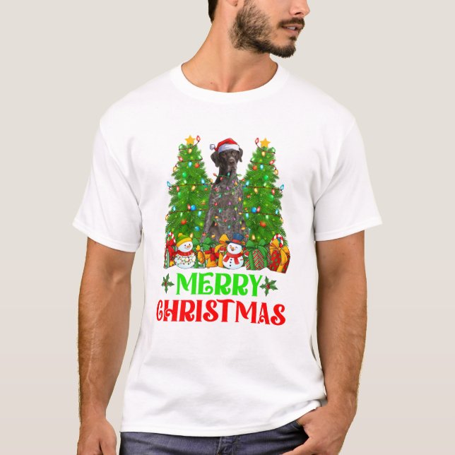 Kurzhaarige Pointer Dog Weihnachten T-Shirt (Vorderseite)
