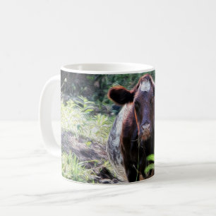 Kurzhornrind-Milchkuh, die in der Strom-Tasse Tasse