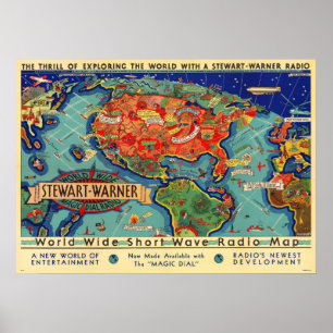 Kurzwellen-Radio-Kartenposter Poster