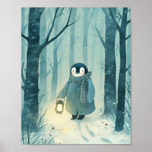 Kuschel-Pinguin-Winter-Kinderzimmer-Wandkunstposte Poster