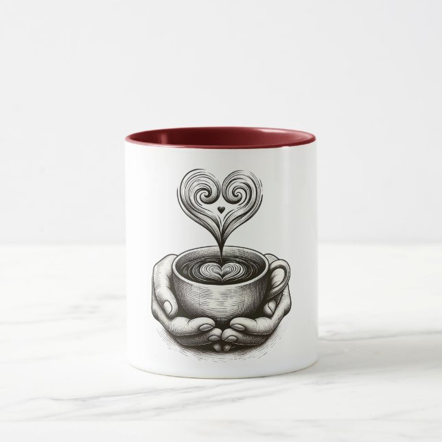 ☕ Kuschelhände- und Herz-Tasse ☕ Tasse (Zentrum)