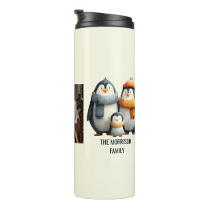 Kuschelige Winter-Pinguin-Familie Thermosbecher