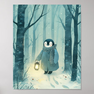 Kuscheliger Pinguin – Winter-Kinderzimmer-Wandkuns Poster