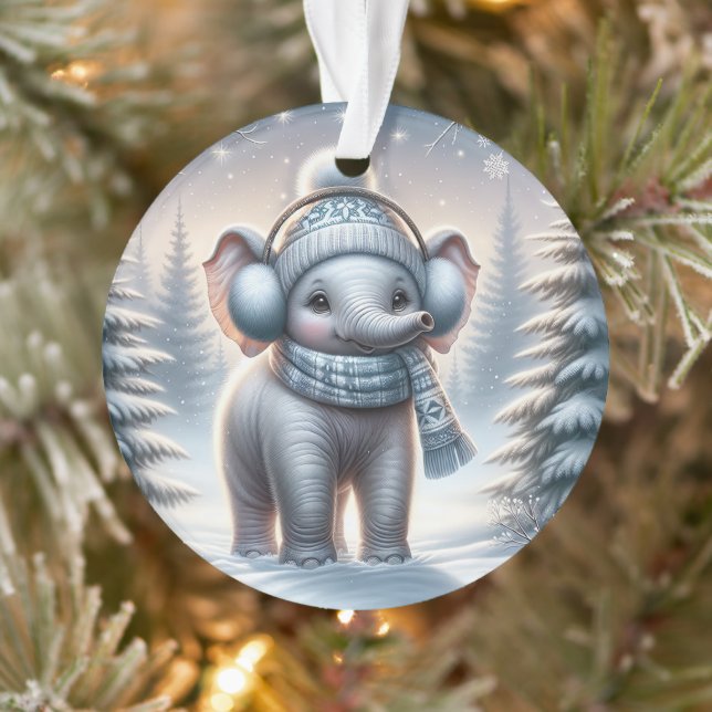 Kuscheliger Schneetag-Elefant Ornament (Baum)