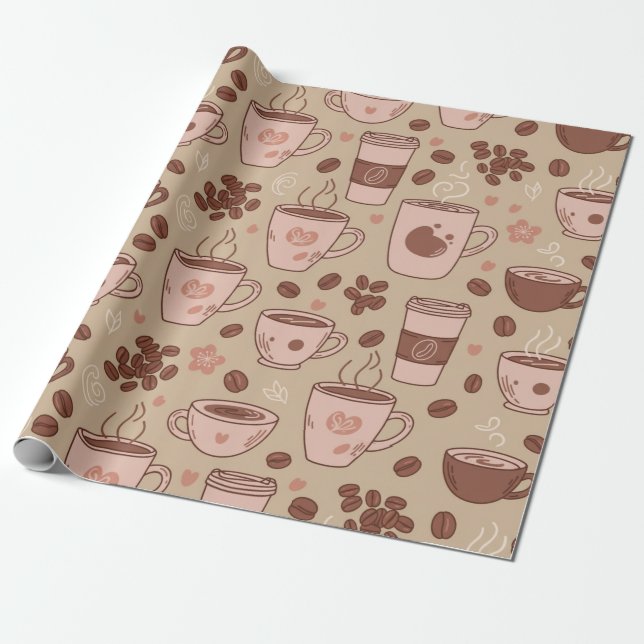 Kuscheliges Kaffeetassen-Muster (7) Geschenkpapier (Ungerollt)