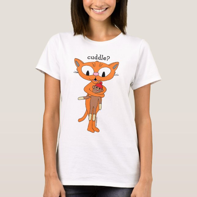 kuscheln? Ginger Kitty mit Sock Monkey T-Shirt (Vorderseite)
