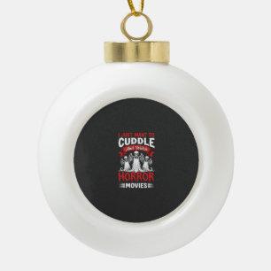 Kuscheln und Horrorfilme anschauen Skelett Hallowe Keramik Kugel-Ornament