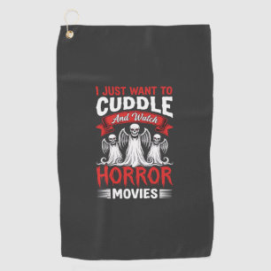 Kuscheln und Horrorfilme schauen Skelett Halloween Golfhandtuch
