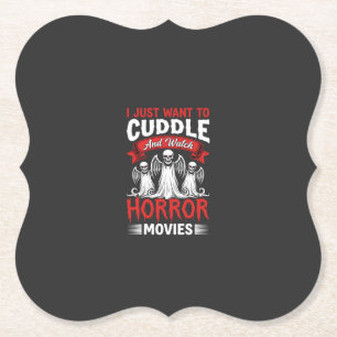 Kuscheln und Horrorfilme schauen Skelett Halloween Untersetzer
