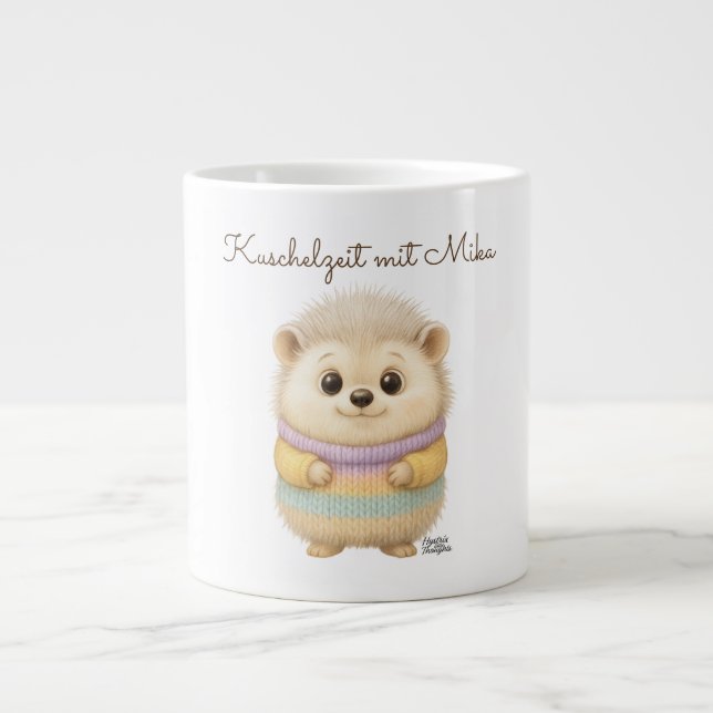 Kuschelzeit Igel mit Name Jumbo-Tasse (Vorderseite)