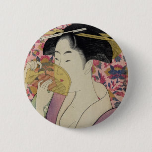 Kushi Comb von Kitagawa Utamaro Button