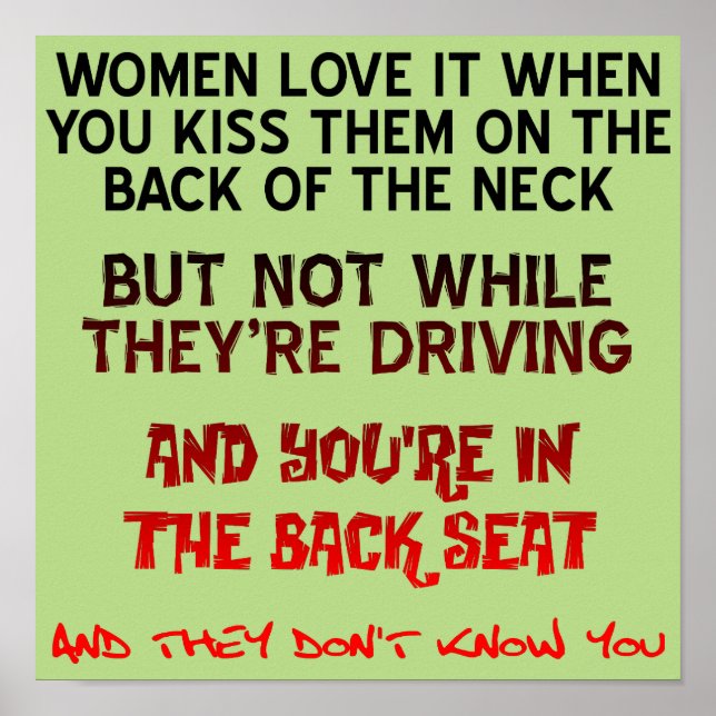 Kuss auf das Neck-Funny-Poster-Zeichen Poster (Vorne)