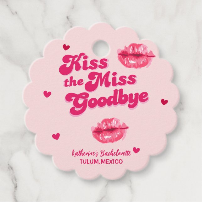 Küss auf der Jungfrau-Bachelorettenreise Geschenkanhänger (Vorderseite)