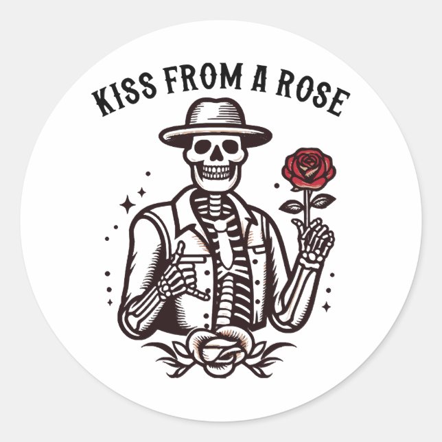 Kuss aus einer Rose Runder Aufkleber (Vorderseite)