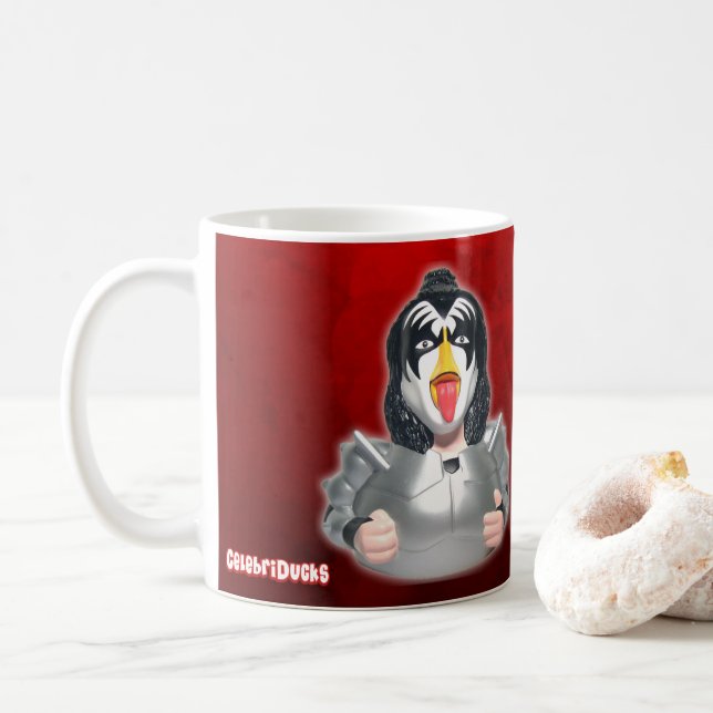 Kuss-Band-Gummiente - CelebriDucks Gene Simmons Kaffeetasse (Mit Donut)