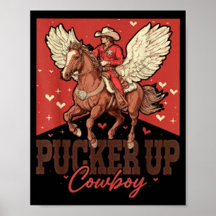 Küss Cowboy Lustiger Western Valentinstag Poster