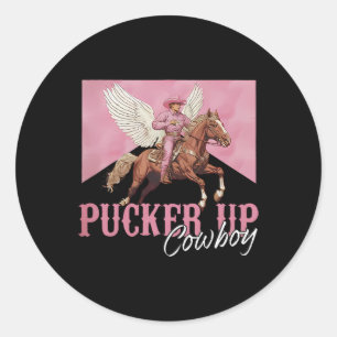 Küss, Cupid Cowboy Valentinstag Western Valen Runder Aufkleber