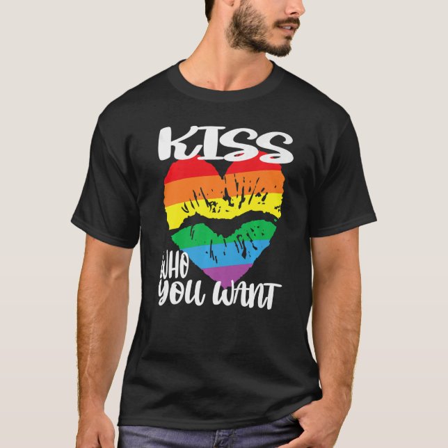 Kuss, den du in Herzform Regenbogenmund gewollt ha T-Shirt (Vorderseite)