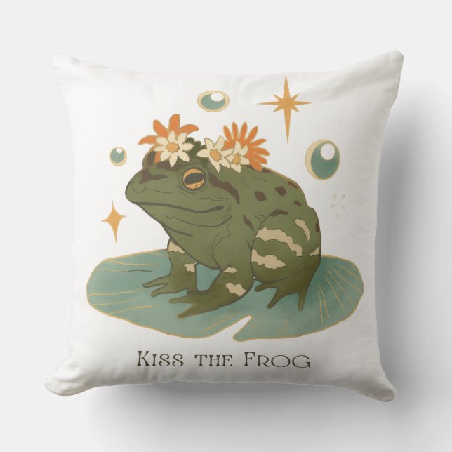 Küss den Froschwirbel-Rückgrat-Süsse-Frosch Kissen (Vorderseite)