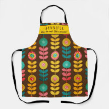 Küss den Koch Retro-Blumenmuster personalisiert