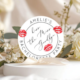 Küss den Miss-Goodbye-Junggeselinnen-Abschied Runder Aufkleber