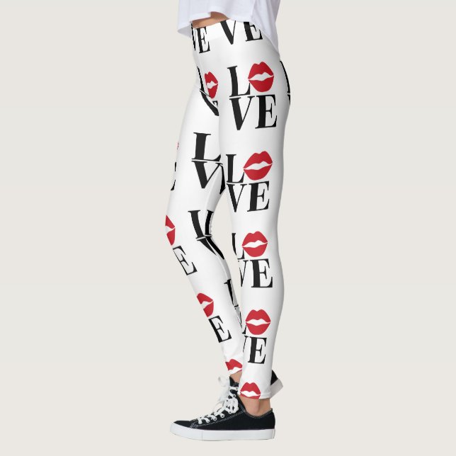 Kuss der Liebe Moderne rote Lippen Leggings (Links)