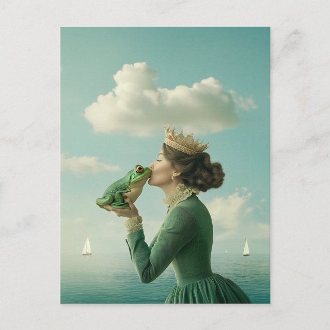 Kuss des Froschprinzen Feiertagspostkarte (Vorderseite)