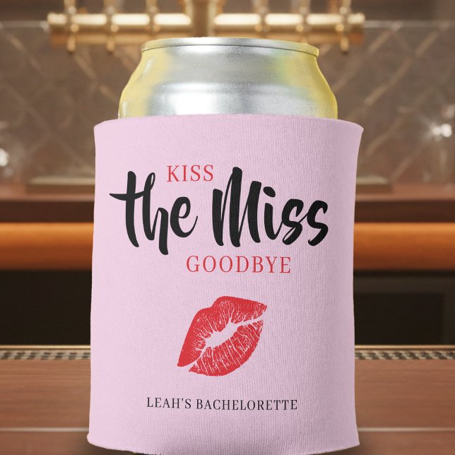 Küss die Miss Goodbye - Junggesellinnen-Abschiedsp Dosenkühler (Kiss the Miss Goodbye Red Lip Bachelorette Party Can Cooler
)