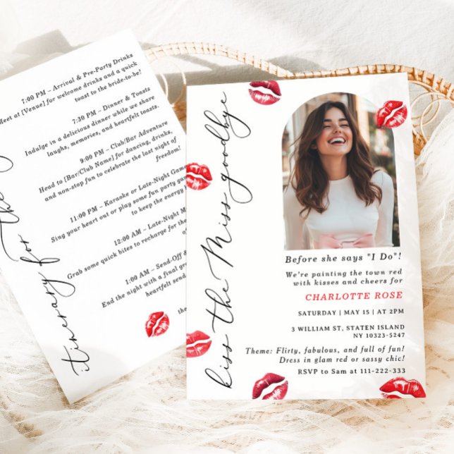 Küss die Miss Goodbye Kiss für die Miss Hen Einladung (Von Creator hochgeladen)