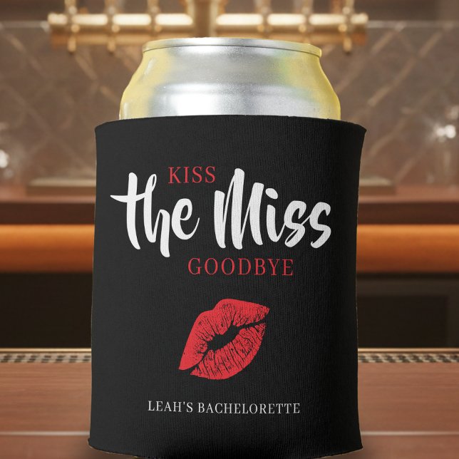 Küss die Miss Goodbye Roter Lippen Junggesellinnen Dosenkühler (Kiss the Miss Goodbye Red Lip Bachelorette Party Can Cooler
)