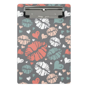 Kuss-Druck und Herz-Muster Mini Klemmbrett