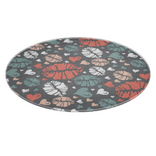 Kuss-Druck und Herz-Muster Schneidebrett