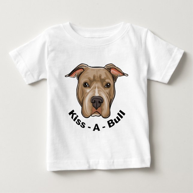 Kuss-EIN-Stier Pitbull Baby T-shirt (Vorderseite)