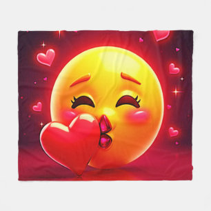 Kuss-Emoji: Liebe und Herzen Kunst Fleecedecke