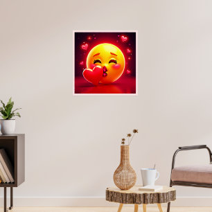 Kuss-Emoji: Liebe und Herzen Kunst Poster