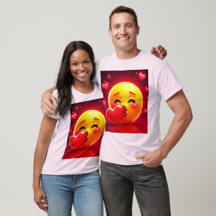 Kuss-Emoji: Liebe und Herzen Kunst T-Shirt