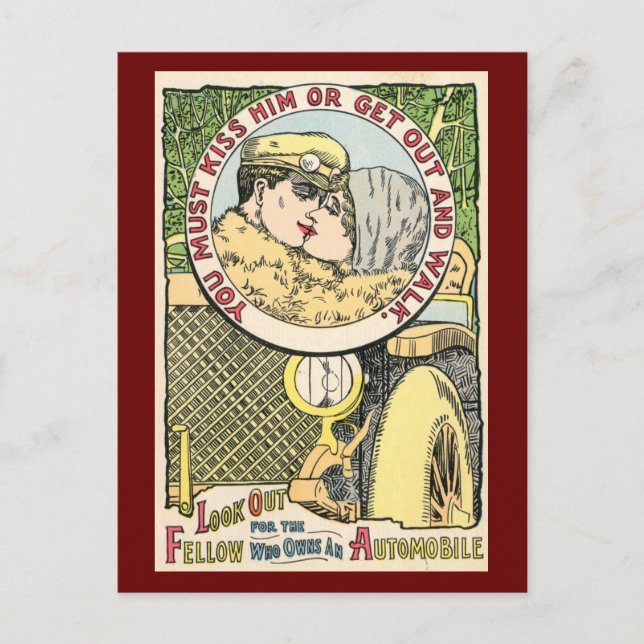 Küss ihn oder raus aus der Romance 1915 Vintage Postkarte (Vorderseite)