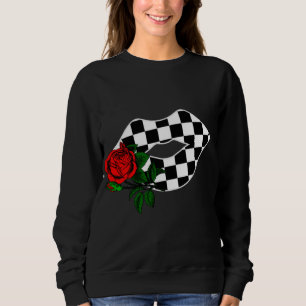 Kuss karierte rote Rose Blume Rennen g Sweatshirt