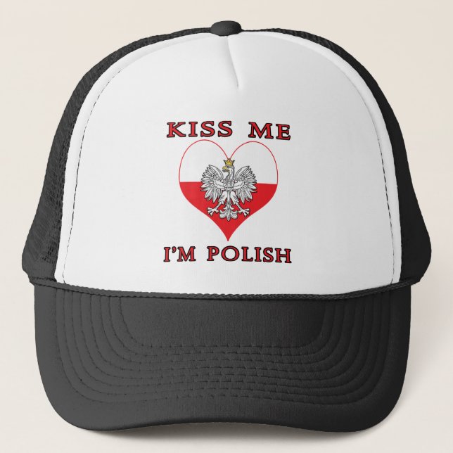 Küss Me Ich bin Polnisch Truckerkappe (Vorderseite)