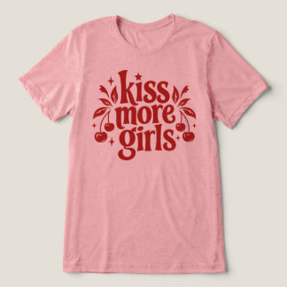 Küss mehr Mädchen Retro Kirsch-Typografie Tri-Blend Shirt