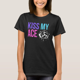 Küss mein Ass Volleyball-Wortspiel für Spieler am T-Shirt