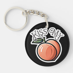 Küss meine Pfirsiche Lustige Frucht Schlüsselanhänger