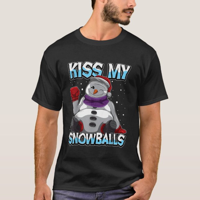 Küss meine Snowballs Witzige Weihnachtsfeier für d T-Shirt (Vorderseite)